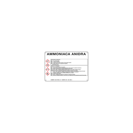 Cartello sostanze pericolose simbologia CLP " AMMONIACA ANIDRA "