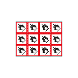 Foglio n. 12 etichette adesive infiammabile