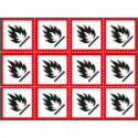 Foglio n. 12 etichette adesive infiammabile