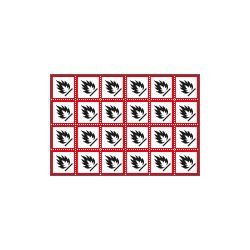 Foglio n. 24 etichette adesive infiammabile