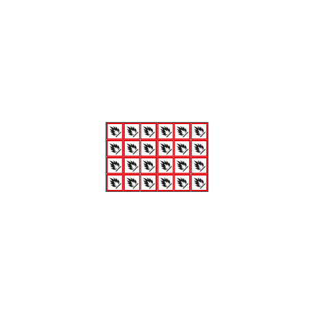 Foglio n. 24 etichette adesive infiammabile