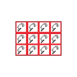 Foglio n. 12 etichette adesive corrosivo