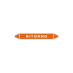 Foglio 5 elichette per tubazioni fondo arancione RITORNO