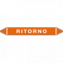 Foglio 5 elichette per tubazioni fondo arancione RITORNO