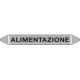 Foglio 5 elichette per tubazioni fondo argento ALIMENTAZIONE