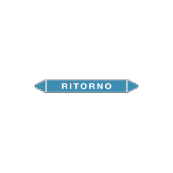 Foglio 5 elichette per tubazioni fondo azzurro RITORNO