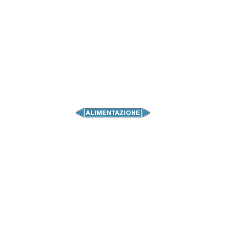 Foglio 5 elichette per tubazioni fondo azzurro ALIMENTAZIONE