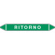 Foglio 5 elichette per tubazioni fondo verde RITORNO