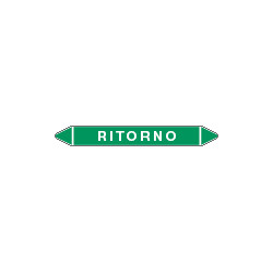 Foglio 5 elichette per tubazioni fondo verde RITORNO