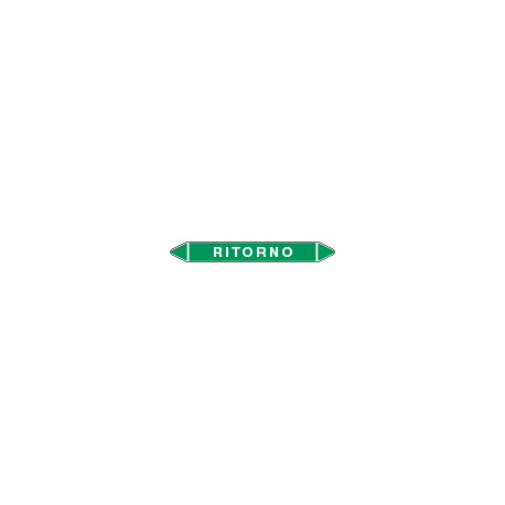 Foglio 5 elichette per tubazioni fondo verde RITORNO