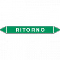 Foglio 5 elichette per tubazioni fondo verde RITORNO