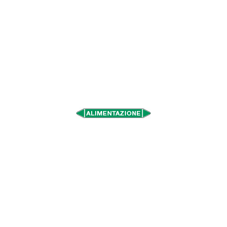 Foglio 5 elichette per tubazioni fondo verde ALIMENTAZIONE