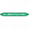 Foglio 5 elichette per tubazioni fondo verde ALIMENTAZIONE