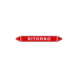 Foglio 5 elichette per tubazioni fondo rosso RITORNO