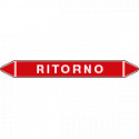 Foglio 5 elichette per tubazioni fondo rosso RITORNO