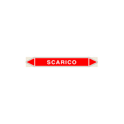 Foglio 5 elichette per tubazioni fondo rosso SCARICO