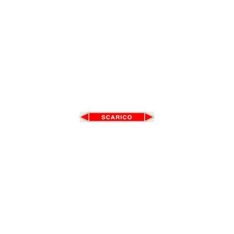 Foglio 5 elichette per tubazioni fondo rosso SCARICO