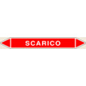 Foglio 5 elichette per tubazioni fondo rosso SCARICO