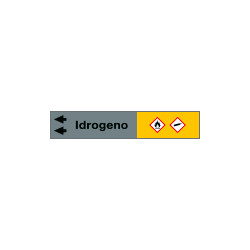 Foglio da 5 etichette fondo grigio"IDROGENO" freccia sinistra