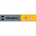 Foglio da 5 etichette fondo grigio"IDROGENO" freccia sinistra