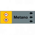 Foglio da 5 etichette fondo grigio " METANO " destra