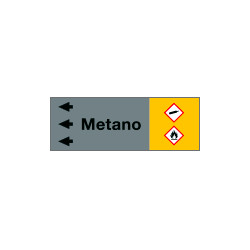 Foglio da 5 etichette fondo grigio " METANO " sinistra