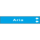 Foglio da 5 etichette fndo azzurro ARIA " freccia destra