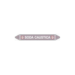 Foglio da 5 etichette autoadesive con frecce e simboli x SODA CAUSTICA