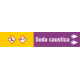 Etichetta fondo viola " SODA CAUSTICA " destra