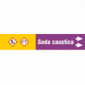 Etichetta fondo viola " SODA CAUSTICA " destra
