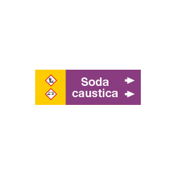 Etichetta fondo viola " SODA CAUSTICA " destra