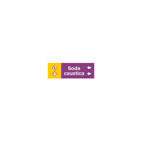 Etichetta fondo viola " SODA CAUSTICA " destra
