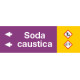 Etichetta fondo viola " SODA CAUSTICA " sinistra