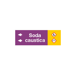 Etichetta fondo viola " SODA CAUSTICA " sinistra