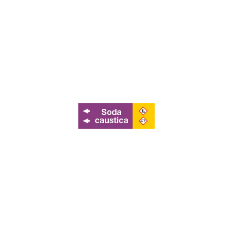 Etichetta fondo viola " SODA CAUSTICA " sinistra