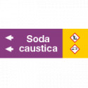 Etichetta fondo viola " SODA CAUSTICA " sinistra