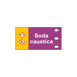Etichetta fondo viola " SODA CAUSTICA " destra