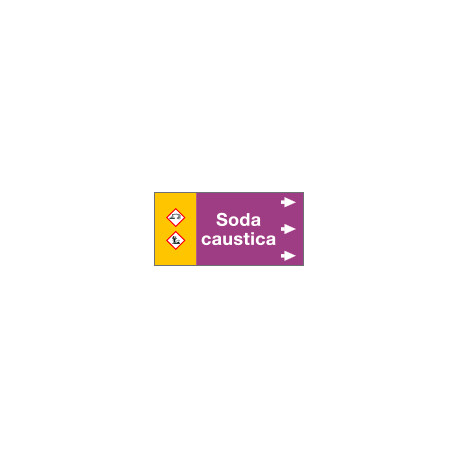Etichetta fondo viola " SODA CAUSTICA " destra