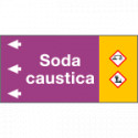 Etichetta fondo viola " SODA CAUSTICA " sinistra