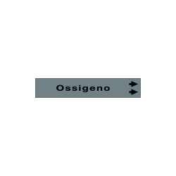 Foglio da 5 etichette fondo grigio "OSSIGENO" freccia destra