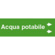 Foglio da 5 etichette fondo verde" ACQUA POTABILE"destra