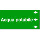 Foglio da 5 etichette fondo verde "ACQUA POTABILE" destra