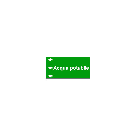 Foglio da 5 etichette fondo verde "ACQUA POTABILE" sinistra