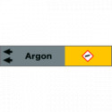 Foglio da 5 etichette fondo grigio" ARGON" freccia sinistra