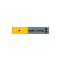Foglio da 5 etichette fondo grigio"ANIDRIDE CARBONICA "freccia destra