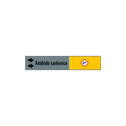 Foglio da 5 etichette fondo grigio"ANIDRIDE CARBONICA"freccia sinistra