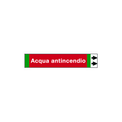 Foglio da 5 etichette fondo rosso "ACQUA ANTINCENDIO" freccia dx