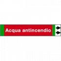 Foglio da 5 etichette fondo rosso "ACQUA ANTINCENDIO" freccia dx