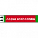 Foglio da 5 etichette fondo rosso "ACQUA ANTINCENDIO" freccia sx