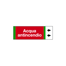 Foglio da 5 etichette fondo rosso "ACQUA ANTINCENDIO" destra
